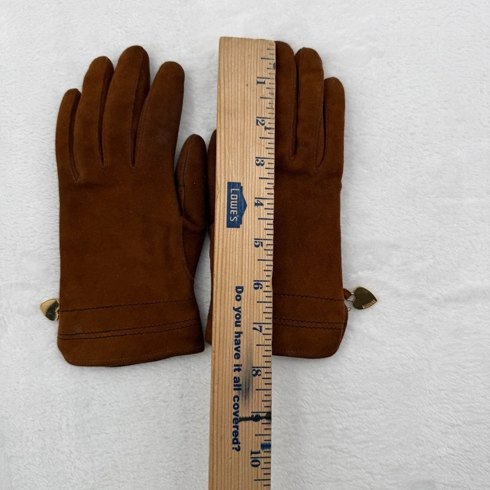 Moschino Women's Suede Leather Gloves Cashmere Lined Sz 6 Made in Italy